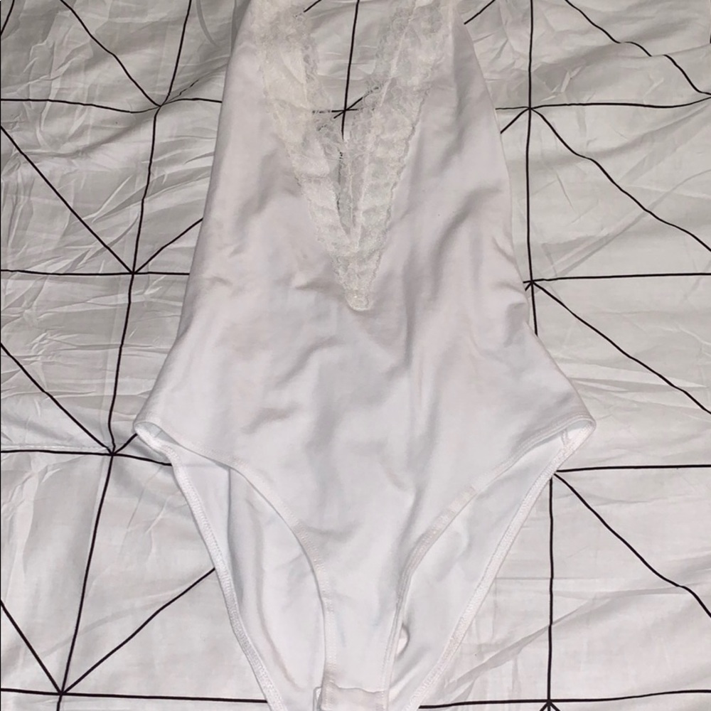 Deep lace v-neck bodysuit